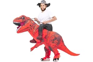 Rafalacy Inflatable Dinosaur Costume for Adult Blow up Ride-on T-rex Costume Funny Halloween Party Costume Dino Party Fancy Dress