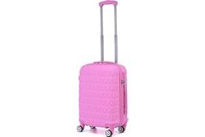CMY Hard Shell Cabin Carry On Suitcase 55 cm 2.5 kg 35 litres 4 Wheels with Built in 3 Digit Combination Lock, Approved for Ryanair, easyJet, British Airways & More (Rose Pink)