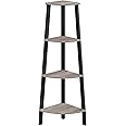 VASAGLE Corner Shelf Unit, 4-Tier Corner Shelf, Ladder Shelf for Living Room, Bookshelf or Plant Stand, Industrial Accent Furniture, Greige and Black LLS034M01