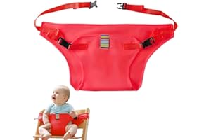 PYRUVAE Chaise de voyage portative, siège de sécurité Ceinture de sécurité, Harnais de Voyage pour Chaise Haute Portable pour Tout-petits et Bébés, Accessoires Essentiels pour Chaise Haute(Rouge)