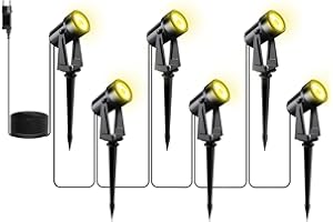 ‎YUUSEI Yuusei Gartenbeleuchtung 6er Set/20M, Warmweiß 3000K Led Strahler Außen, IP65 Wasserdicht Gartenlampe für Außen Garten Terrasse Bäume Rasen