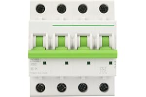 BUACHOIS Miniature Circuit Breaker, AC 380V/415V 4P 20A Circuit Breaker, Overload Protection, Air Switch, Circuit Breaker, DIN Rails, Mounted Air Switch for Home Lighting Distribution Lines