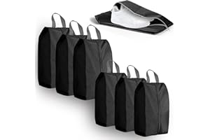 MIHURO 6 Stück Schuhbeutel Reise,Wasserfeste Staubdicht Schuhtasche Reise,Schuh-Aufbewahrungstasche mit Reißverschluss,Schwarz Schuhsack Reise für Schuhe für Schuhe, Turnschuhe, Absätze, Crocs(3L＋3S)