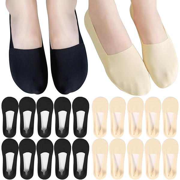 Calzini Invisibili Donna In Seta Ghiaccio - 10 Paia Antiscivolo, Nylon Traspirante