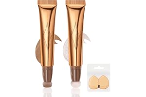 OHSN Contouring Viso Stick 2Colori Contouring Stick Blush Liquido Illuminante Viso Stick con Applicatore A Cuscino Lunga Durata Naturale Highlighter Contour Beauty Wand Cream Bronze Dare 2 Soffi in Polvere
