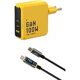 Aohi Youth 3 Portlu 100W Şarj Adapt&ouml;r&uuml; ile LED Ekranlı 140W Hızlı Şarj Kablosu Seti, GaN Teknolojisi, USB-C ve USB-A Uyumlu