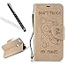 Produktbild Huawei P8 Lite 2017 Hülle,Huawei P8 Lite 2017 Case,Leeook Funny Cute Lovely Retro Elegant Gold Bär DON'T TOUCH MY PHONE Muster Entwurf Leder Wallet Tasche Schutzhülle Brieftasche Bookstyle PU Schutz Etui Schale LederHülle HandyHülle Hüllen mit Strap Standfunktion Kunstleder Karteneinschub und Magnetverschluss Flip Case Cover für Huawei P8 Lite 2017 + 1 x Schwarze Eingabestift-Bear Bär,Golden