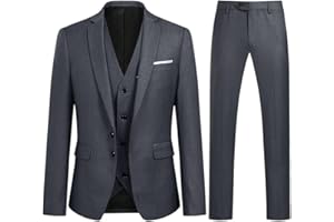YOUTHUP Traje de 3 Piezas Slim Fit para Hombre Elegantes Negocio Boda Traje Blazer Chalecos Pantalones