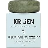 Krijen Canlandırıcı Etkili Spirulina &amp; Hamamelis Y&uuml;z Ve V&uuml;cut Temizleme Barı 95 Gr