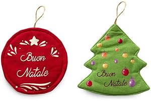 Caritex Set 2 presine Auguri Buon Natale in Puro Cotone V124