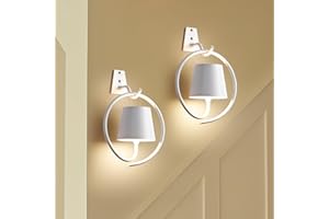 FAITHORSE Battery Operated Wall Lights, 2 Pack Rechargeable Wall Light Indoor with 3 Color Temperatures, Dimmable Wireless LED Wall Lamps IP54 Waterproof Wall Sconce Lights for Bedroom, Living Room(White)