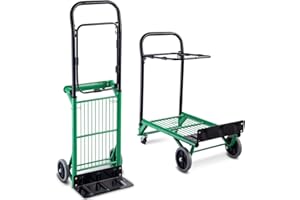 COSTWAY Carretilla de Mano Plegable con Ruedas,Carro de Plataforma Multifuncional 2 en 1, Carrito Transporte Carga hasta 90 kg