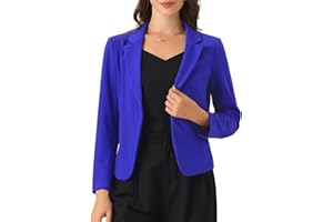 Allegra K Mujer Blazer de Negocios Frente Abierto Informal Trabajo Chaqueta de Traje Corto Azul Real XL