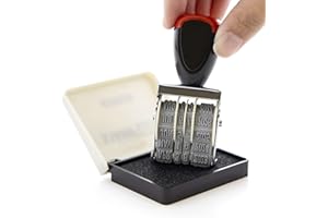 MONALDY Date Stamp, Day, Month, Year Hand Stamp with Ink Pad, Black Text, Rubber Date Stamps and Stamp Pad, Durable Rotating Date Stamper, Adjustable for Custom Use - Perfect for Home, School and Office Use