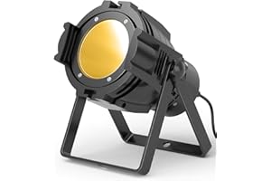 GdjRttk 80W COB foco LED par de DMX con luz blanca/cálida 3 brillo, luz estroboscópica con ventilador profesional Iluminación de escenario para DJ, estudio, concierto, boda, teatro, Navidad