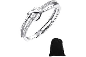 KGDUYC Bagues en Argent 925 pour Femme, Bague Réglable avec Noeud Amour en Argent, Anneaux de Fiançailles en Argent 925, Mariage Bagues Promesse Cadeau d'Anniversaire