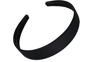 2.5cm (1") Matte Fabric Plastic Alice Band Hair Band Headband No Teeth for Women Girls by Glitz4Girlz (Black)