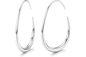 Adramata Boucles d'oreille Créole Femme Acier Inoxydable Creoles Plaqué Or 18K/Or Rose/Argent Boucles d'Oreilles Creoles en Forme de Larme, Hypoallergénique Boucles d'Oreilles 25/30/35/40MM