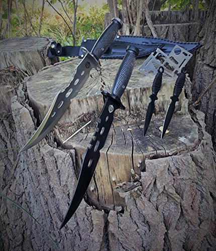 „Mega-Spar-Set“ 36cm CANADA „Forrest Ranger 3th.“ und „Forrest Ranger 2th.“ in einem Set. Mega Bowie- Jagd- Outdoor- Survival- Messer. incl. 2 Dolche Beimesser und 2x 12in1 Survival-Cards - 4