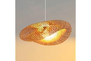 AHQX Lampe Vintage Pendentif Main Naturelle Lampe Suspendue En Bambou Nostalgique E27 Lampes Suspendues Réglable Chambre Restaurants Lustre Séjour Salle À Manger Café Bar Lampes Suspendues,100cm