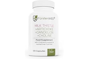 FürstenMED - Milk Thistle with Artichoke Extract, Dandelion Root & Choline - Vegan Normal Liver Health Supplement - 120 Non-GMO Capsules