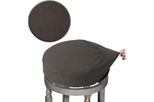 BUYUE Barhocker Hussen, Luxus Stoff Durchmesser 40-45cmRunde Knitter-resistente Dehnbare waschbar staubdicht Hocker Sitzbezug, L-braun-1 Stück