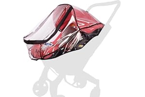 MIVAIUN Universal Komfort Regenschutz für Kinderwagen/Babywannen, Einfache Handhabung, Transparent, für 3 Rad Wagen, Shopper Buggys, Universal-Regen-Verdeck für Kinderwagen (Schwarz)