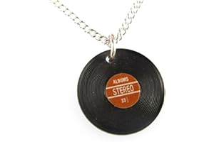 Miniblings Naszyjnik z gramofonem DJ Band - ręcznie robiona modna biżuteria I łańcuszek z zawieszką długość: 45 cm - muzyka retro LP winyl czerwony, 18mm, Tworzywo sztuczne, Bez kamieni szlachetnych