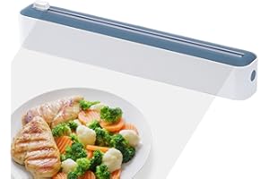 TQEBWUS 36.5x5.5x5cm Cling Film Wrap Dispenser with Cutter, Magnetic Cling Film Dispenser and Cutter, 2 in 1 Cling Film Dispenser, Household Cling Film Cutter Dispenser, Smoothly, Home Kitchen Supply - Blue