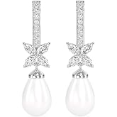 CLARA 925 Sterling Silver Pearl Earrings Gift for Women & Girls Daily Wear | Swiss Zirconia | Screw Back | Minimal Daily Wear