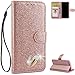 Price comparison product image iPhone 6s Phone Case Shockproof, FBNK iPhone 6 Case Rose Gold Leather Wallet Love Pattern Flip Folio Glitter Sparkle Bling Designer Shockproof Card Holder Outdoor Protection Case for Women