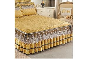 RTSFKFS Bettrock Tagesdecke Bettlaken Betttuch 3-teiliges Set Bett Abdeckung Bettrock Samt 150x200cm/180x200cm/120 x 200 Bettrock Rüschen-1 Bettrock +2 Kissenbezüge Matratzenbezug Schutzhülle