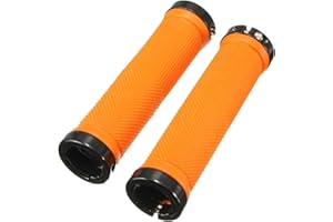 DUAO Une Paire Poignee antiderapants pour Velo VTT BMX Guidon de Velo antiderapants Poignees de Velo en Caoutchouc antiderapants - Orange