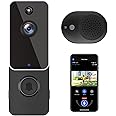 guggre Wireless Video Doorbell with Chime Ringer, Enhanced Security with AI Human Detection, 2-Way Audio, HD Night Vision, AES-128 Cloud Storage, Real-Time Alerts, Smart Home Protection