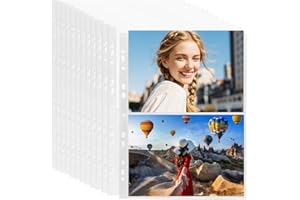 HIQE-FL Porta Cartoline A4,60 Pezzi Buste Trasparenti Per Foto A4,Tasche A4 Foto Maniche,Buste Trasparenti Per Foto,Porta Cartoline（22x15.5cm）