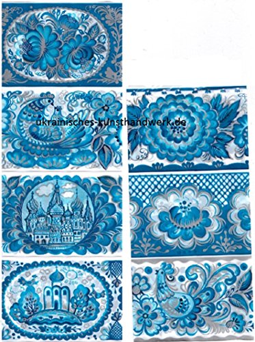 Ukrainisches-Kunsthandwerk, Ostereier Schrumpffolie. Gzel mit Silberrand Neu. Nr.29 reicht für 7 Eier - 2