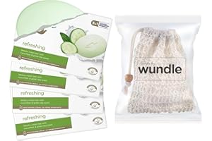 Wundle Bundle Savon Saver Pochette exfoliante avec 4 barres de savon rafraîchissantes Dove (concombre et thé vert)