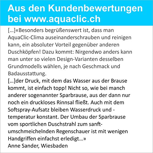 Duschkopf AquaClic Black Power WOW! Mehr Power, auch bei schwachem Wasserdruck! Handbrause ideal für Durchlauferhitzer oder Altbauten, verkalkungsfrei, direkt vom Schweizer Hersteller (ohne Softspray, ohne Zusatzregler) - 8