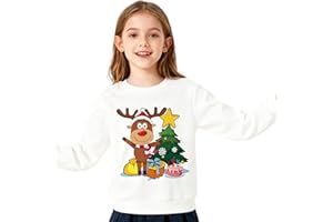 Pilipulu Sudaderas Navideñas Niños, Sudaderas sin Capucha para Niño y Niña, Sweatshirt de Algodón para Niña, Ropa Navideña para Infantil 2-7 Años