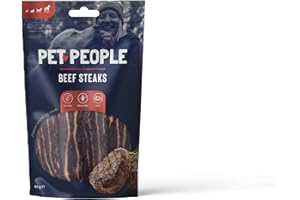 Pet People Beef Steaks 80g, Natural, Grain Free, High Protein, Dental Care, Dog Snacks - 8pc, 80g (1 Bag)