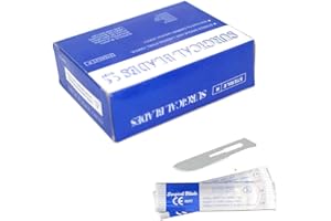 ABMRO Lot de 100 lames chirurgicales médicales stériles #10, rasoir à lame unique pour sourcils, dentaire, dermaplaning, dissection, podologie, toilettage professionnel, élimination de l'acné, laboratoire