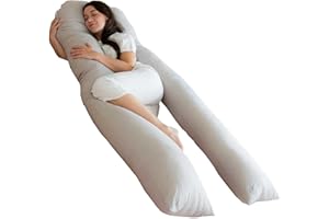 Ariyah Collections 12ft Pregnancy Pillow U Shape | Side Sleeper Maternity Support Full Body Pillow | Cuddle Cushion Long Pillows for Sleeping (12ft Pillow, Grey)