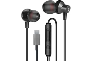 MAS CARNEY Słuchawki USB C TI3, wbudowany cyfrowy chipset, mikrofon, pilot zdalnego sterowania, metalowe słuchawki douszne, kompatybilne z Samsung, Huawei, OPPO, VIVO, Honor, Google Pixel, iPadami