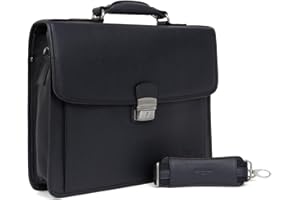 Hexagona - Cartable - Compatible Format A4 et téléphone Portable - pour Homme - Collection Confort - en Cuir