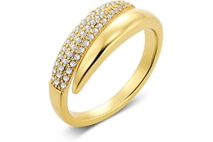 ALEXCRAFT 14K Gold Silver Plated Chunky Rings for Women and Men,Adjustable Open Finger Ring Statement Jewelry Gifts