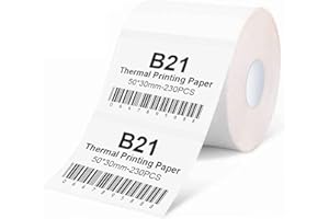 NIIMBOT B21 Lable Maker Tape 1.97" x 1.18" (50×30 mm) Printer Sticker Paper with Self-Adhesive for B21 / B3S Label Maker Printer,1 Roll of 230 (White)