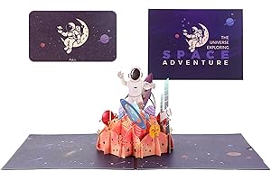 Homcoice Biglietto auguri pop-up con esplorazione spaziale 3D, include busta e cartellino rimovibile, regalo per compleanno, ringraziamento, matrimonio in tutte le occasioni