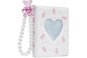 BABYFOND 3 Zoll Kpop Fotokartenhalter, 7.6 cm Mini-Fotoalbum, Kpop-Fotokartenhalter,Liebesherz,Fotokartenhalter für beste Freundin Besties oder Freund Partner (white)