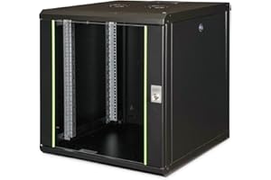 DIGITUS Armadio di rete, Rack 19 pollici, 12U, Montaggio a parete, Profondità 600mm, Carico 100kg, Serie Unique, Nero