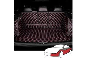 CAESY EntièRement Entouré Tapis De Coffre Voiture pour Hyundai Tucson 2019-2023 2024 2025, Cuir AntidéRapant ImperméAble à Protection Couverture,Black+Red